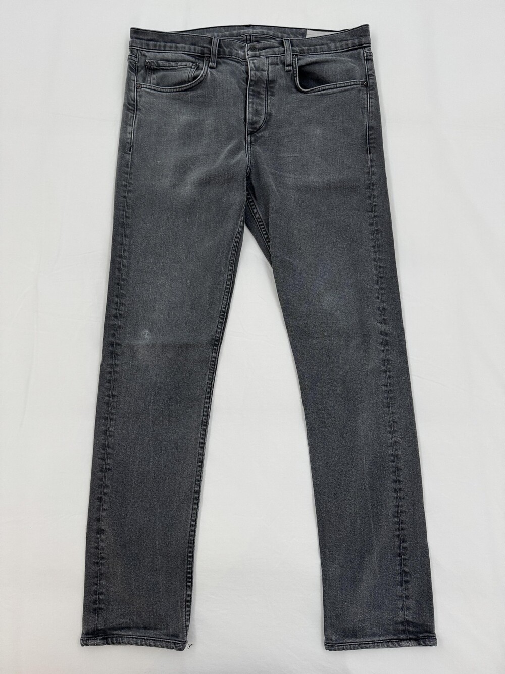 rag & bone Jeans Mens 34 Gray Fit 1 Extra Slim Button Fly Stretch Made in USA